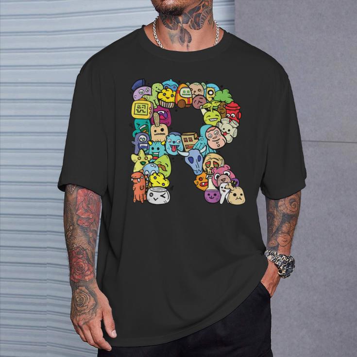 英文字 R アルファベット R 名前 イニシャル モノグラム シャツ Tシャツ 彼への贈り物