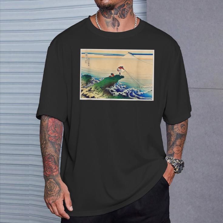 葛飾北斎 富嶽三六景 名作アート 絵画 メンズ レディース 面白い 服 美術 おもしろ 釣り人 Tシャツ 彼への贈り物