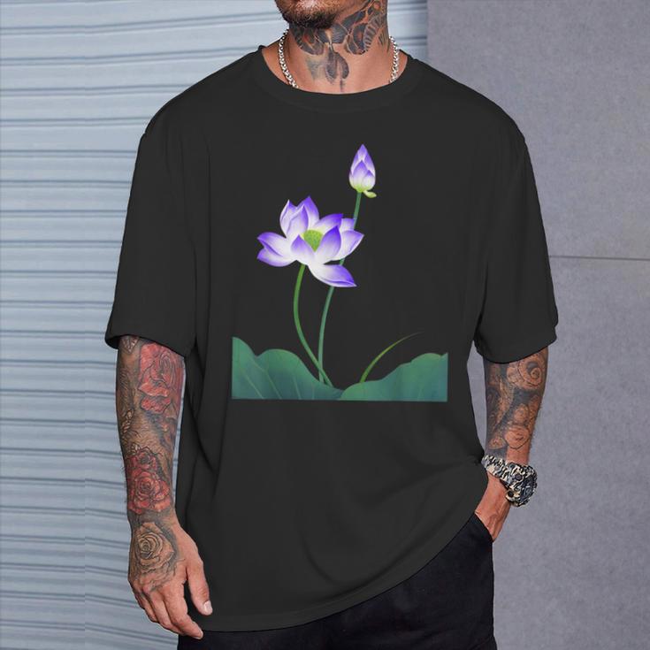 蓮の花シャツ 美しい紫蓮の花 Tシャツ 彼への贈り物