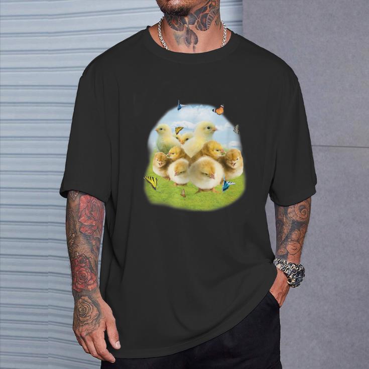 蝶 ひよこ 蝶 かわいい鶏 Tシャツ 彼への贈り物
