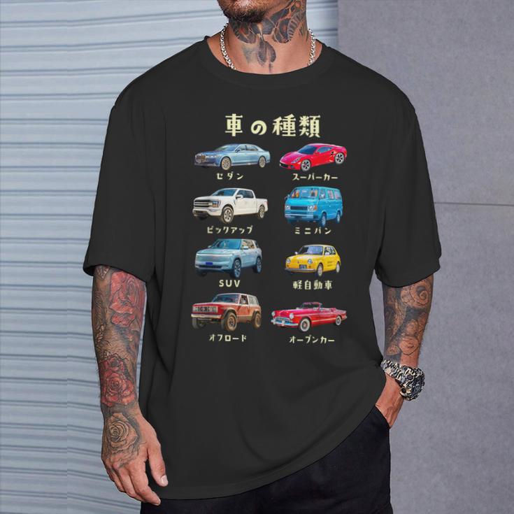 車の種類 面白いtシャツ 車 自動車 バイク おもしろ ネタ 文字入り 大人 メンズ おもしろグッズ 筆文字 Tシャツ 彼への贈り物