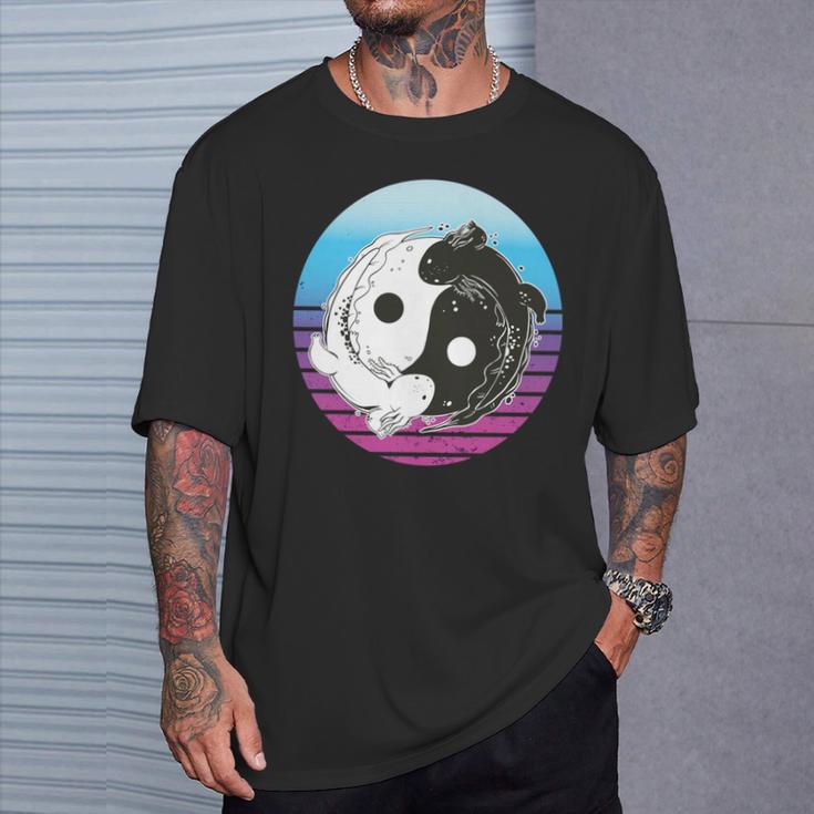陰陽ウーパールーパー アート グラフィック アニメ ウーパールーパー 恋人 日本語 長袖tシャツ Tシャツ 彼への贈り物