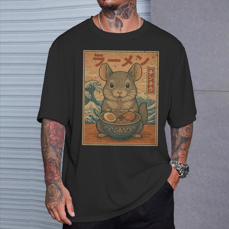 面白い かわいい ラーメン 和麺 チンチラ 食べる ラーメン 長袖tシャツ Tシャツ 彼への贈り物