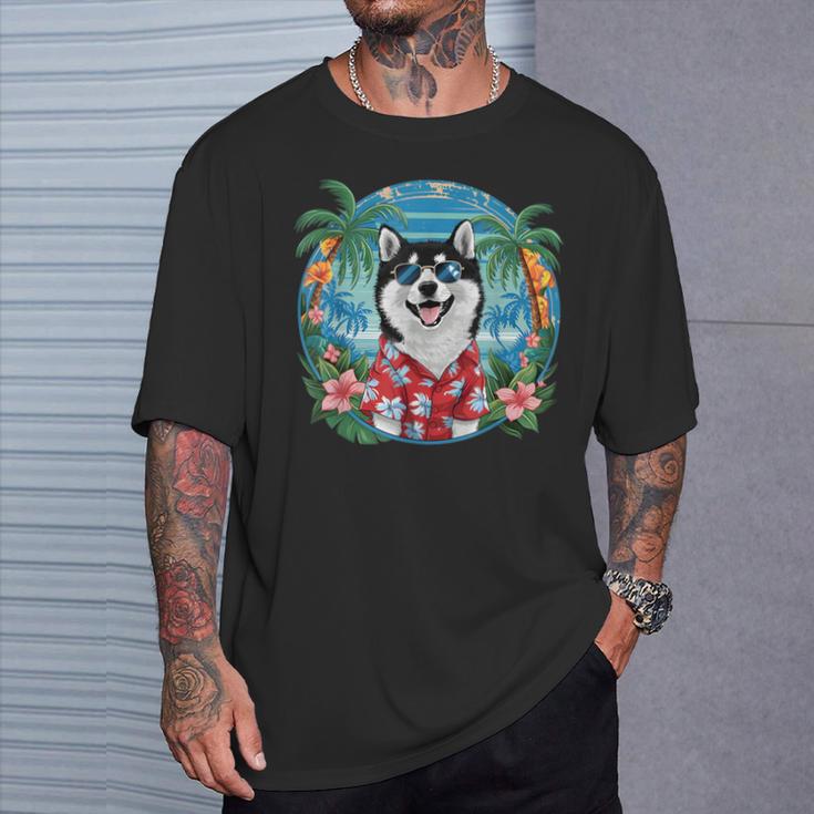 面白い 柴犬 夏 ハワイアン バイブ トロピカルビーチ Tシャツ 彼への贈り物