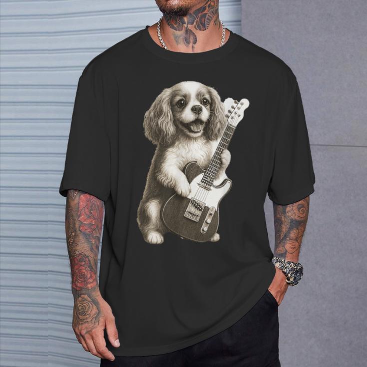 面白いtシャツ キャバリア 犬 ギター イヌ メンズ 犬好き グッズ かわいい おもしろ 面白い 服 ネタ Tシャツ 彼への贈り物