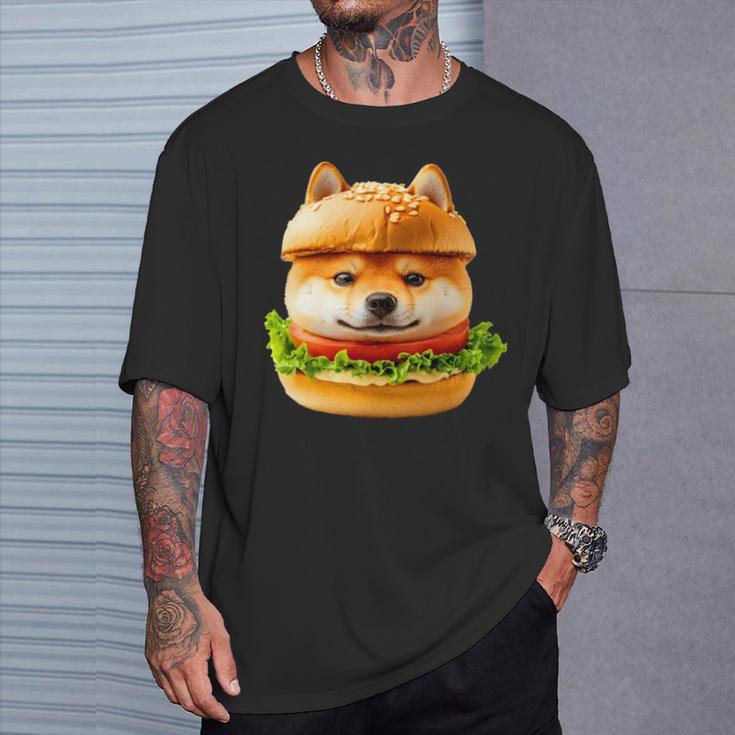 面白いtシャツ 柴犬 犬 イヌ ハンバーガー メンズ 犬好き グッズ かわいい おもしろ 面白い 服 ネタ 長袖tシャツ Tシャツ 彼への贈り物