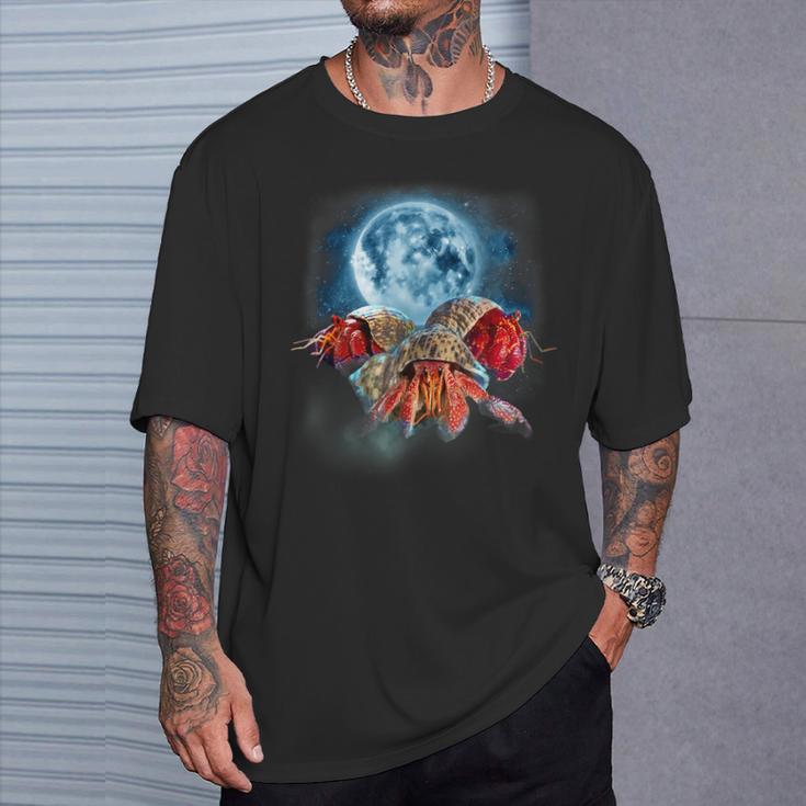 面白いヤドカリシャツ 月に吠えるカニ柄 Tシャツ 彼への贈り物