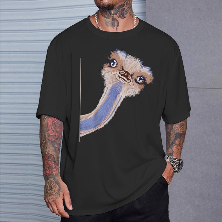 面白い顔のダチョウの鳥 アフリカ Tシャツ 彼への贈り物