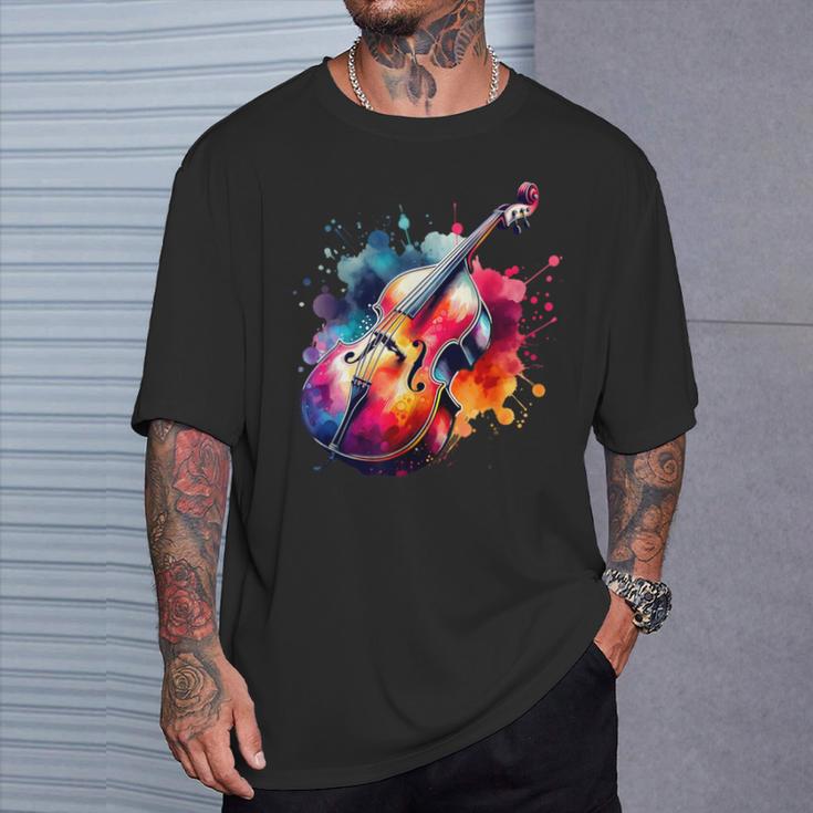 鮮やかなコントラバス アートワーク Tシャツ 彼への贈り物