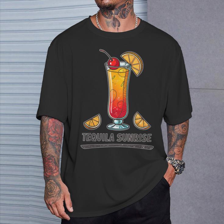 鮮やかなテキーラの日の出ドリンクイラスト Tシャツ 彼への贈り物