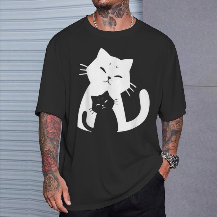 黒猫と白猫 Tシャツ 彼への贈り物