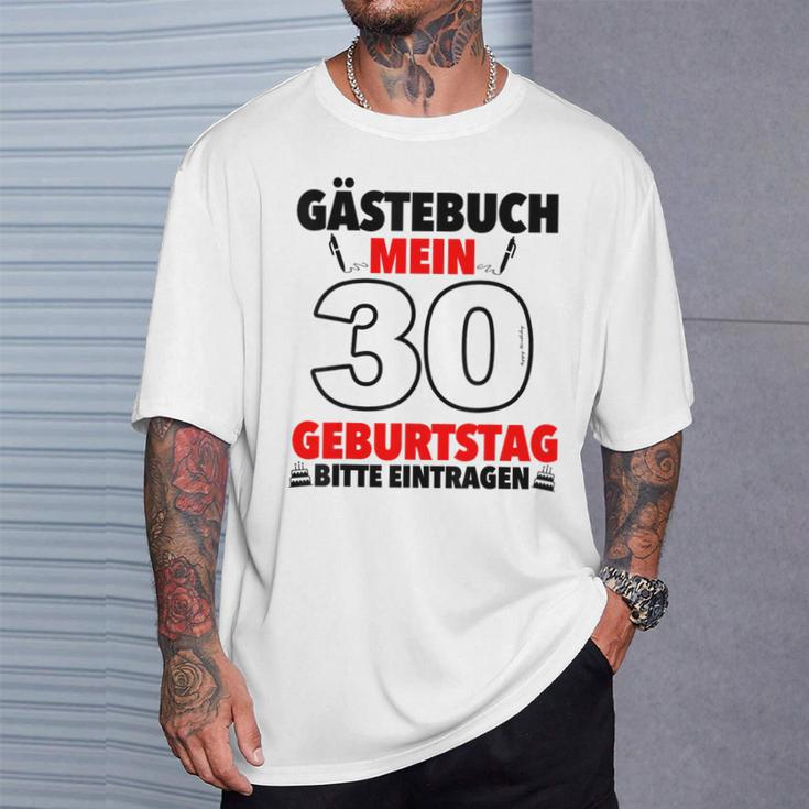 30th Birthday Party Guest List Guest Book 30th Birthday T-Shirt Gifts for Him