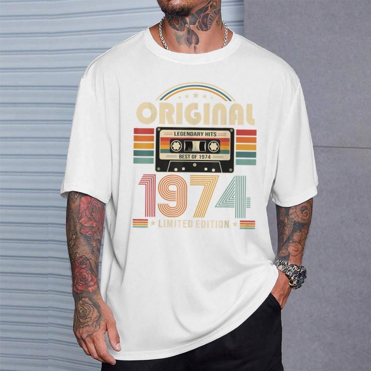 52 歳の誕生日プレゼント男性 1974 年 レトロ ビンテージ テープ Tシャツ 彼への贈り物