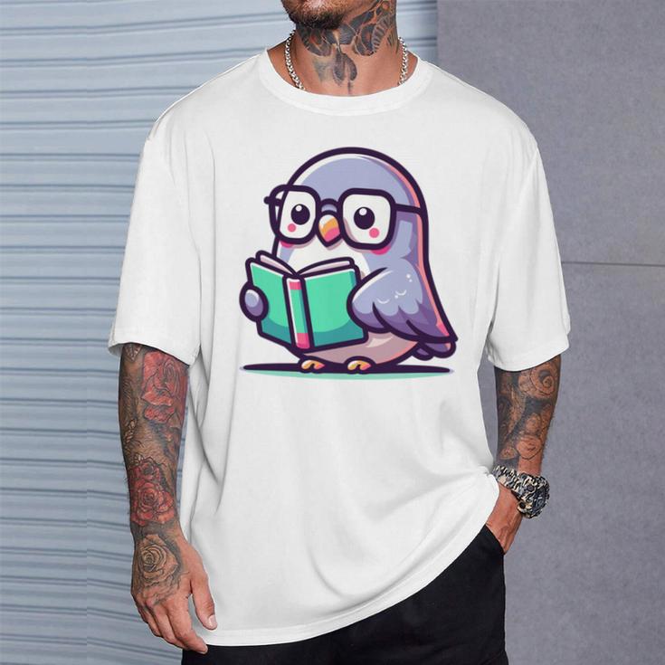 Adorable Book Lover Pigeon With Reading Glasses Cute T-Shirt Gifts for Him Adorable Book Lover Pigeon With Reading Glasses Cute T-Shirt Gifts for Him