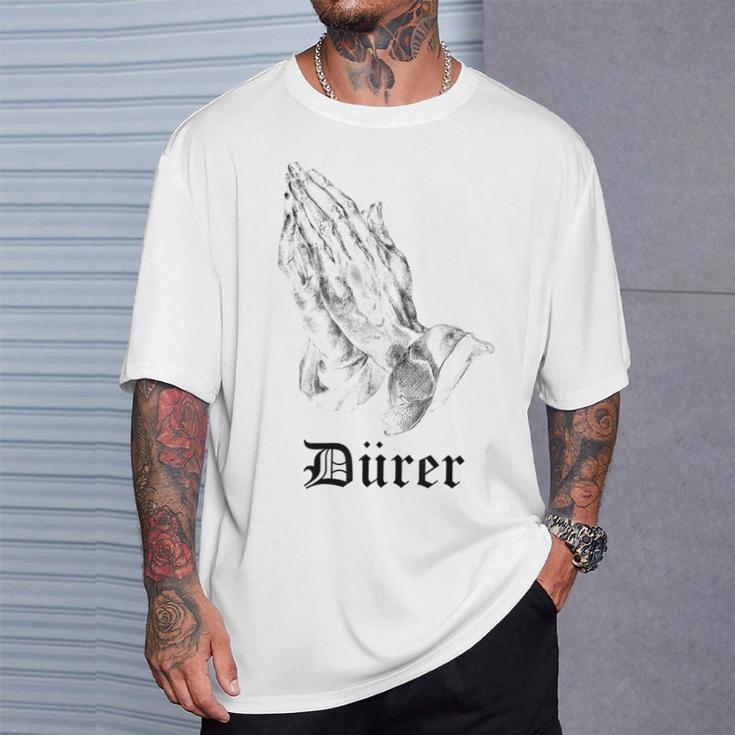 Albrecht Dürer Durer クリスチャンアート 祈りの手 ホワイト Tシャツ 彼への贈り物