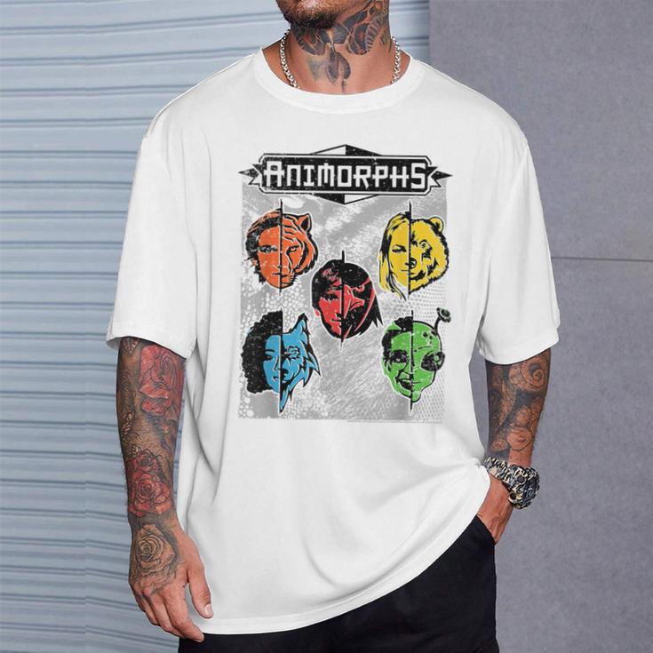 Animorphs Split Face Character Colorful Grid Book Series T-Shirt Gifts for Him Animorphs Split Face Character Colorful Grid Book Series T-Shirt Gifts for Him