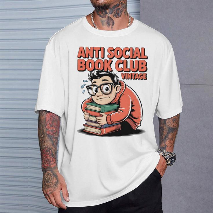 Anti Social Book Club Vintage Retro Reader Art T-Shirt Gifts for Him