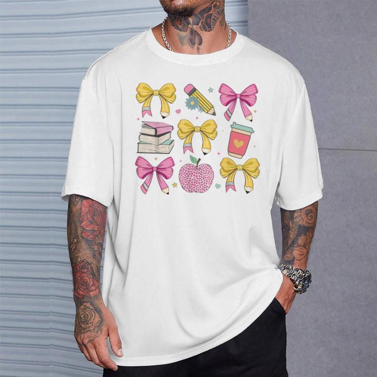 Apple Coquette Bow Books First Day Of School Back To School T-Shirt Gifts for Him