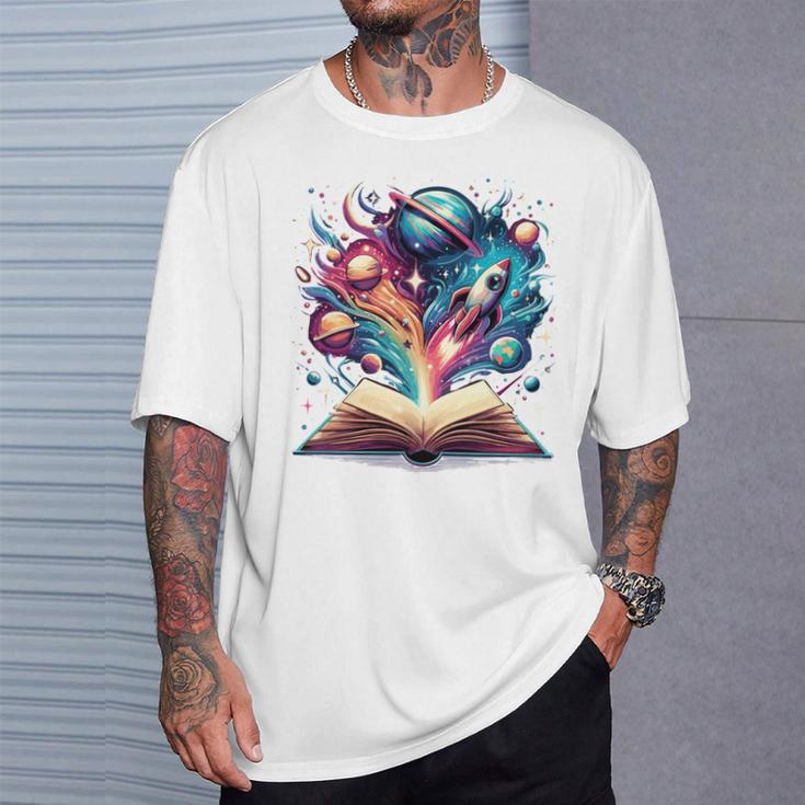 Astronomy Space Lover Books Bookworm T-Shirt Gifts for Him