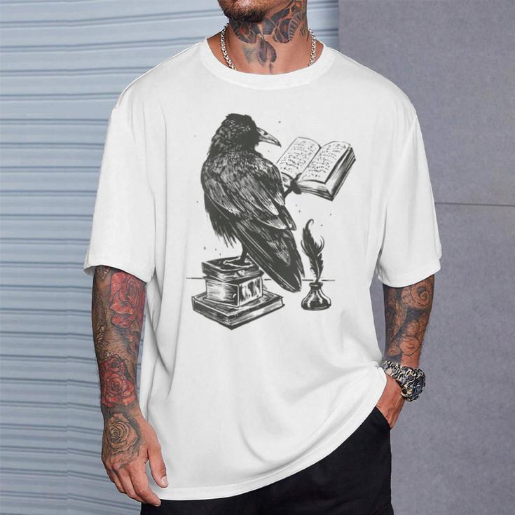 Bird Raven Book Lovers Men Women Graphic Tshirt T-Shirt Gifts for Him