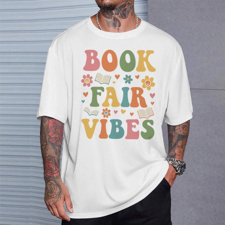 Book Fair Vibes Groovy Retro School Reading Nostalgic T-Shirt Gifts for Him