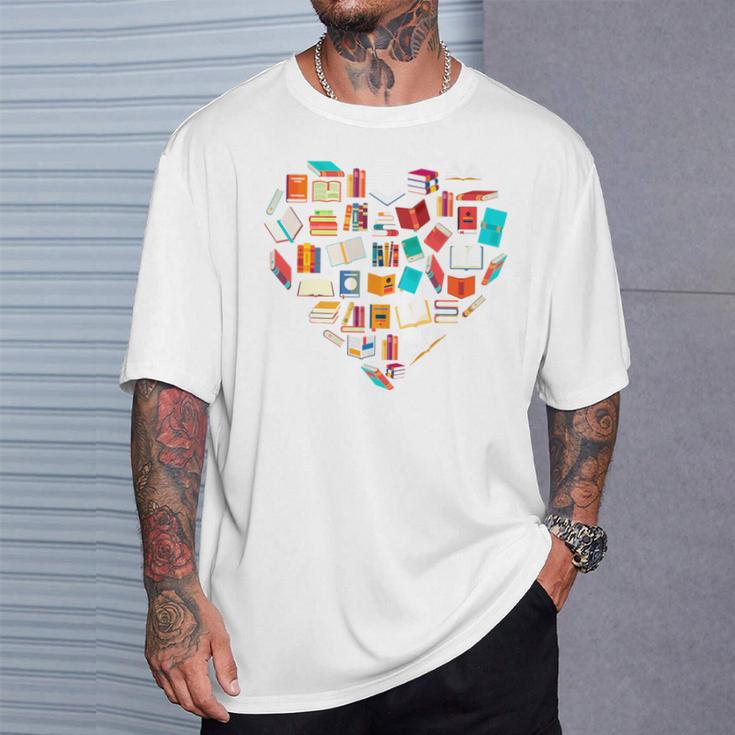 Book Lover Heart Shape Reading Club Librarian Bookworm Premium Tri-Blend T-Shirt Gifts for Him