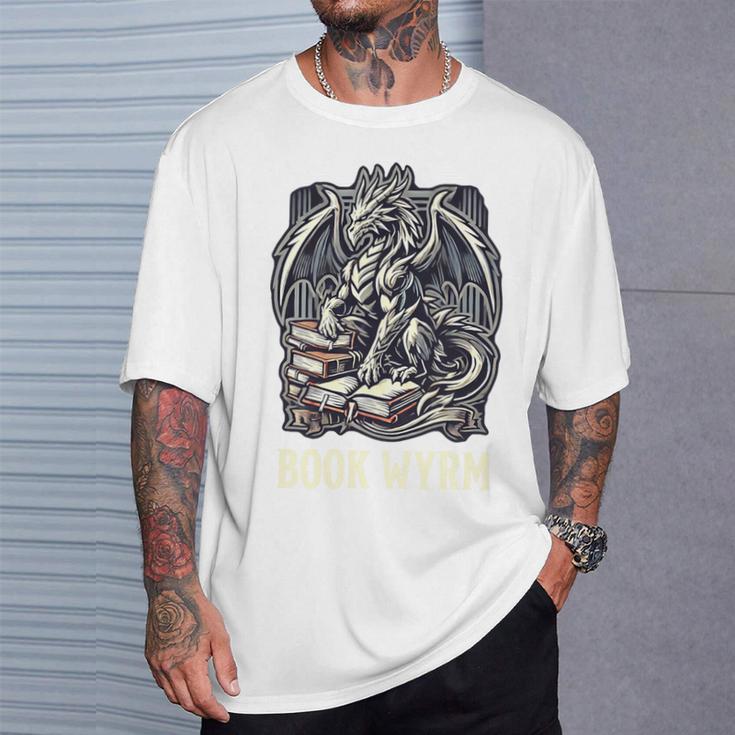 Book Lover I'm a Bookwyrm Not A Bookworm Fantasy Library Fan Premium Tri-Blend T-Shirt Gifts for Him