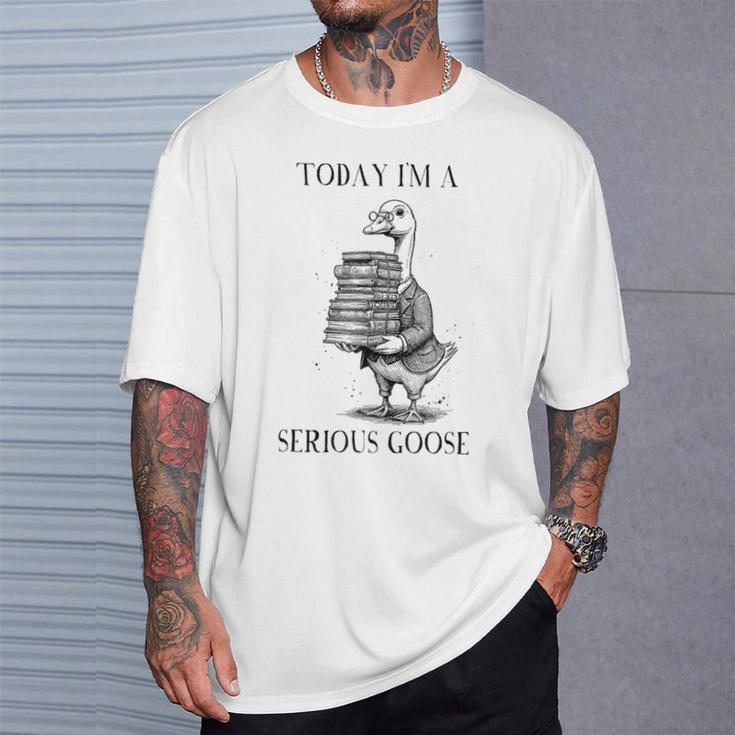 Book Lover Librarian Today I'm Serious Goose Meme T-Shirt Gifts for Him