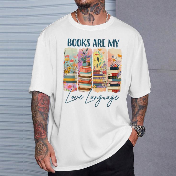 Book Lover Reading Brushstroke Books Are My Love Language T-Shirt Gifts for Him