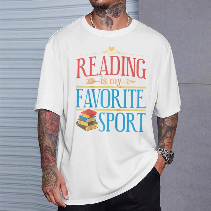 Book Reading Reading Is My Favorite Sport Raglan Baseball Tee T-Shirt Gifts for Him
