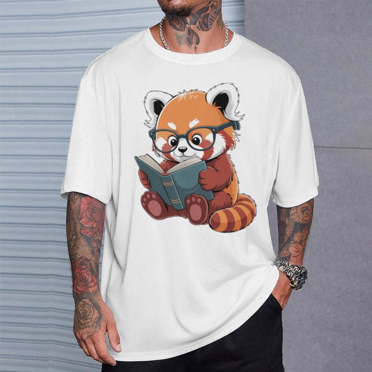 Book Reading Red Panda Reader Animal Cute Red Panda Premium Tri-Blend T-Shirt Gifts for Him