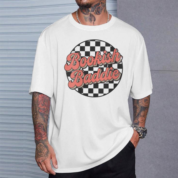 Bookish Baddie Retro Aesthetic Typography T-Shirt Gifts for Him
