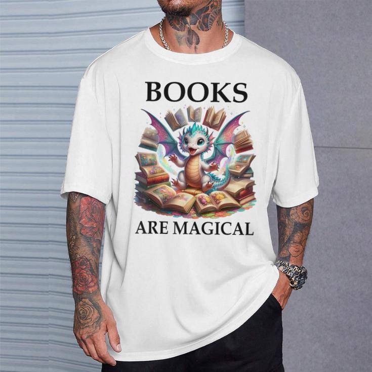 Books Are Magic Book Dragon ShirtReading Books Are Magical T-Shirt Gifts for Him