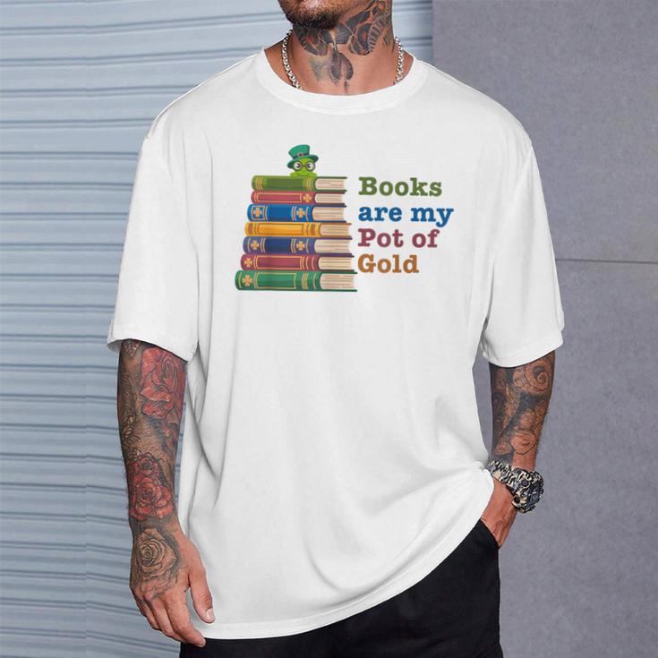 Books Are My Pot Of Gold St Patricks Day Bookworm Reader T-Shirt Gifts for Him