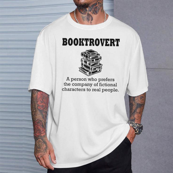 Booktrovert Definition Book Lover Bookworm Bookish Reading T-Shirt Gifts for Him