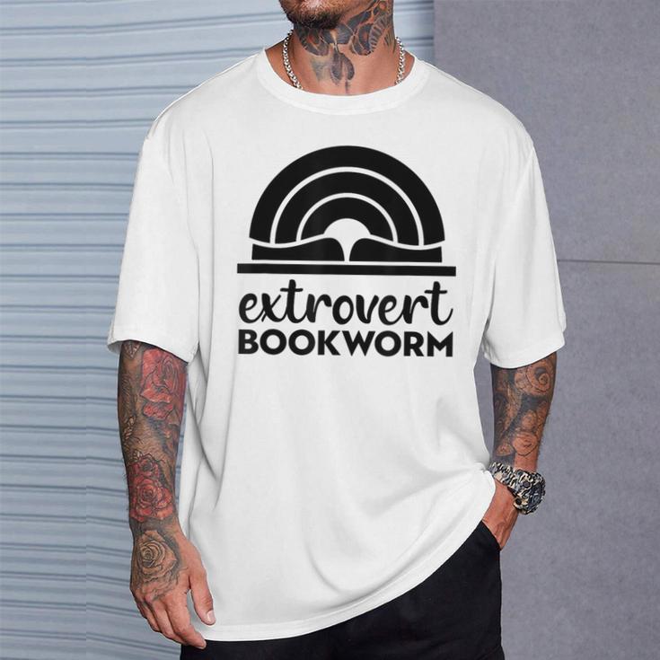 Bookworm Extrovert Fun Book Lovers Reading T-Shirt Gifts for Him
