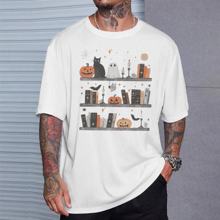 Cat Book Lover Halloween Cute Spooky Reading Premium Tri-Blend T-Shirt Gifts for Him