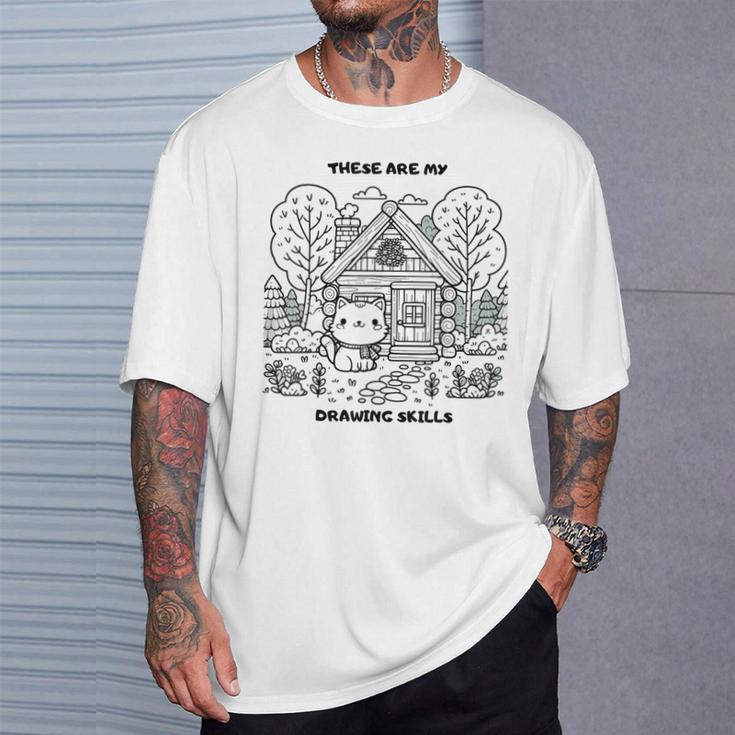 Cat Colouring Book Drawing Painting Art T-Shirt Gifts for Him