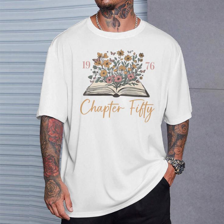 Chapter Fifty 1976 50th Birthday Wildflower Book 50 Year Old Premium Tri-Blend T-Shirt Gifts for Him