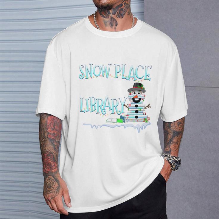 Christmas Reading Tee Snowman Librarian Book Lover Reader T-Shirt Gifts for Him