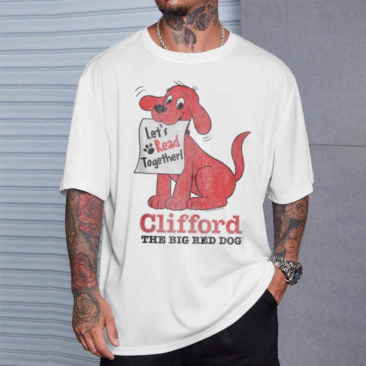 Clifford The Big Red Dog Let's Read Together Vintage Book T-Shirt Gifts for Him Clifford The Big Red Dog Let's Read Together Vintage Book T-Shirt Gifts for Him