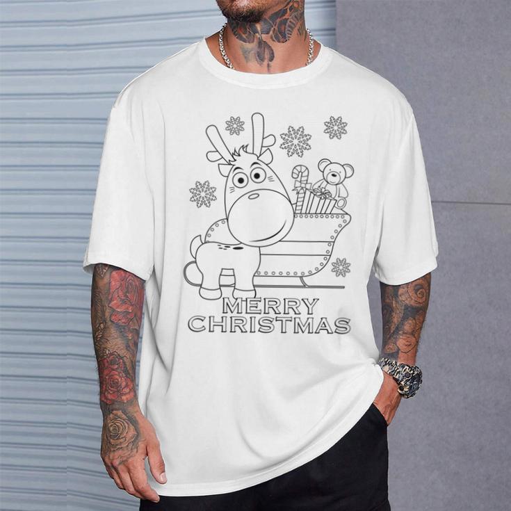 Coloring Book Style Blank Merry Christmas Tree Reindeer T-Shirt Gifts for Him Coloring Book Style Blank Merry Christmas Tree Reindeer T-Shirt Gifts for Him