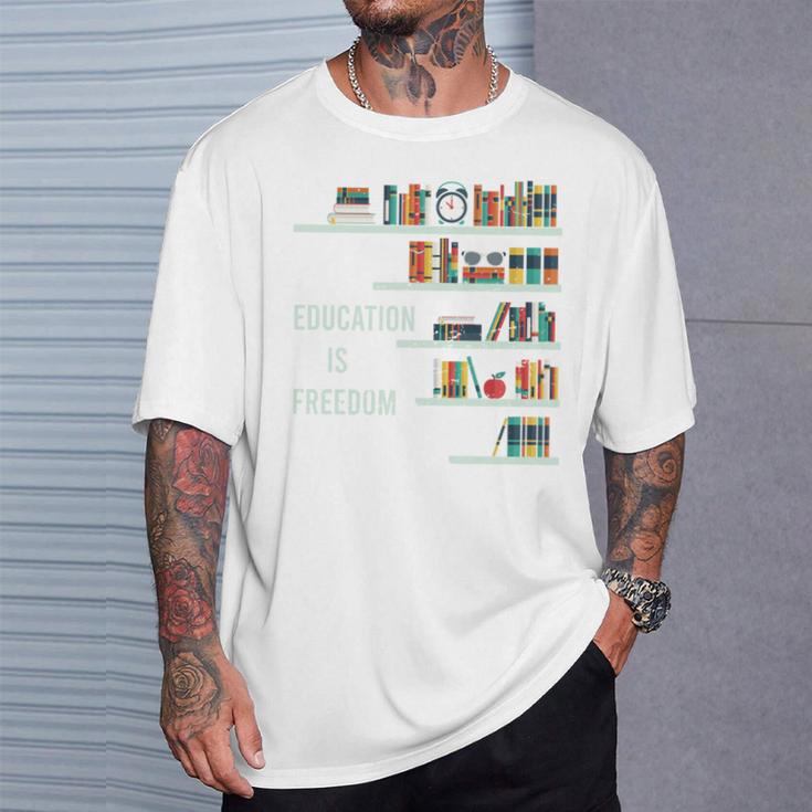Cool Africa Education Is Freedom Library Book T-Shirt Gifts for Him