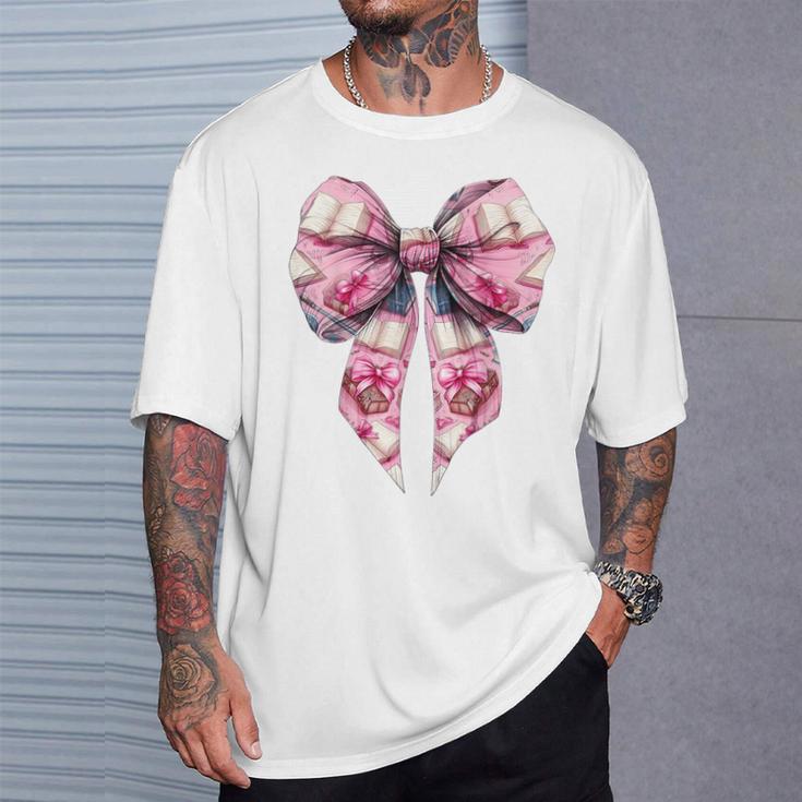 Coquette Bow Bookworm Book Reader Reading Books Pattern Girl T-Shirt Gifts for Him Coquette Bow Bookworm Book Reader Reading Books Pattern Girl T-Shirt Gifts for Him
