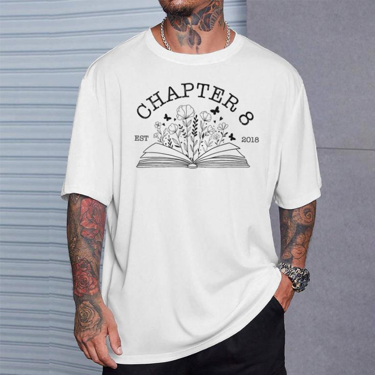 Cute 8th Birthday Chapter 8 Est 2018 Wildflower Book Lover T-Shirt Gifts for Him