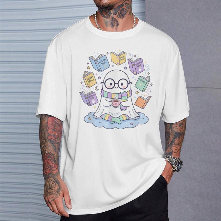Cute Ghost Reading Books Spooky Magical Tales Witchy T-Shirt Gifts for Him Cute Ghost Reading Books Spooky Magical Tales Witchy T-Shirt Gifts for Him