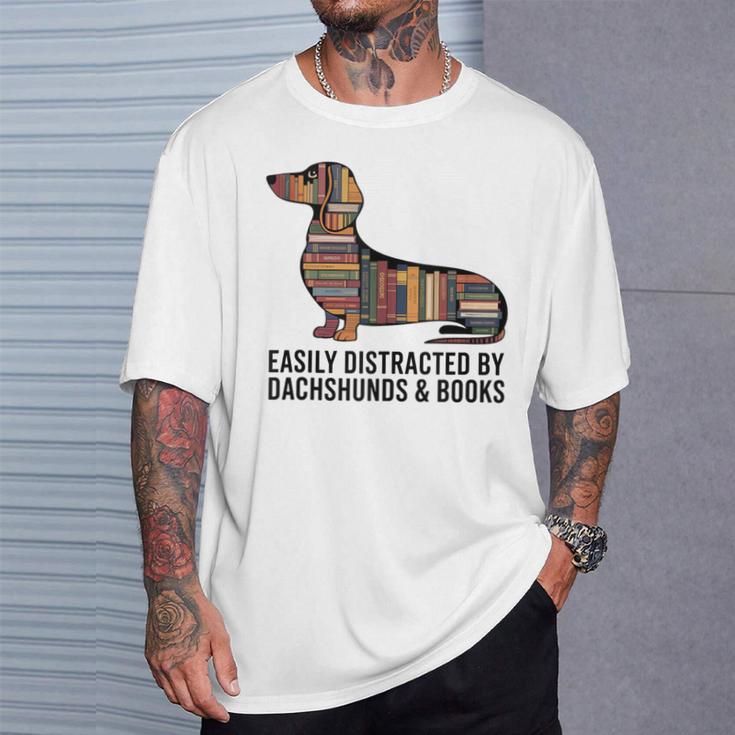 Dachshund Dog Dachshund Decor Books Nerds Dachshund T-Shirt Gifts for Him