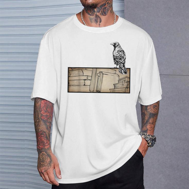 Dark Academia Aesthetic Raven Crow Soft Grunge Books T-Shirt Gifts for Him
