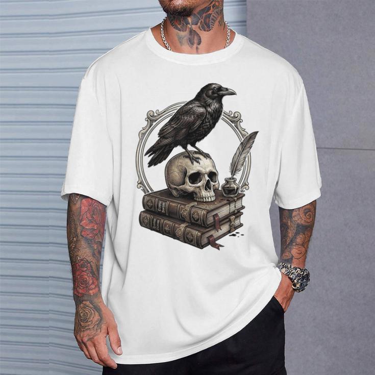 Dark Academia Raven Skull Books T-Shirt Gifts for Him Dark Academia Raven Skull Books T-Shirt Gifts for Him