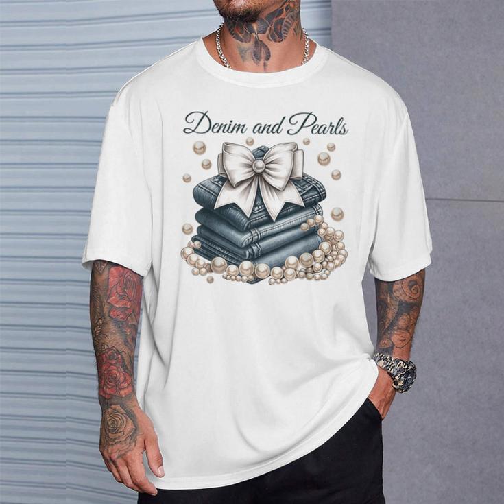 Denim And Pearls For Mom T-Shirt Gifts for Him